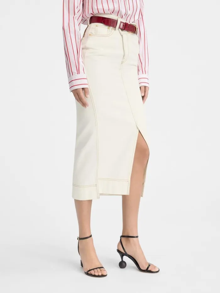 JACQUEMUS The DeNmes Denim Skirt Offwhitetabac Women Dresses and Skirts JACQUEMUS The DeNmes Denim Skirt Offwhitetabac Women Dresses and Skirts
