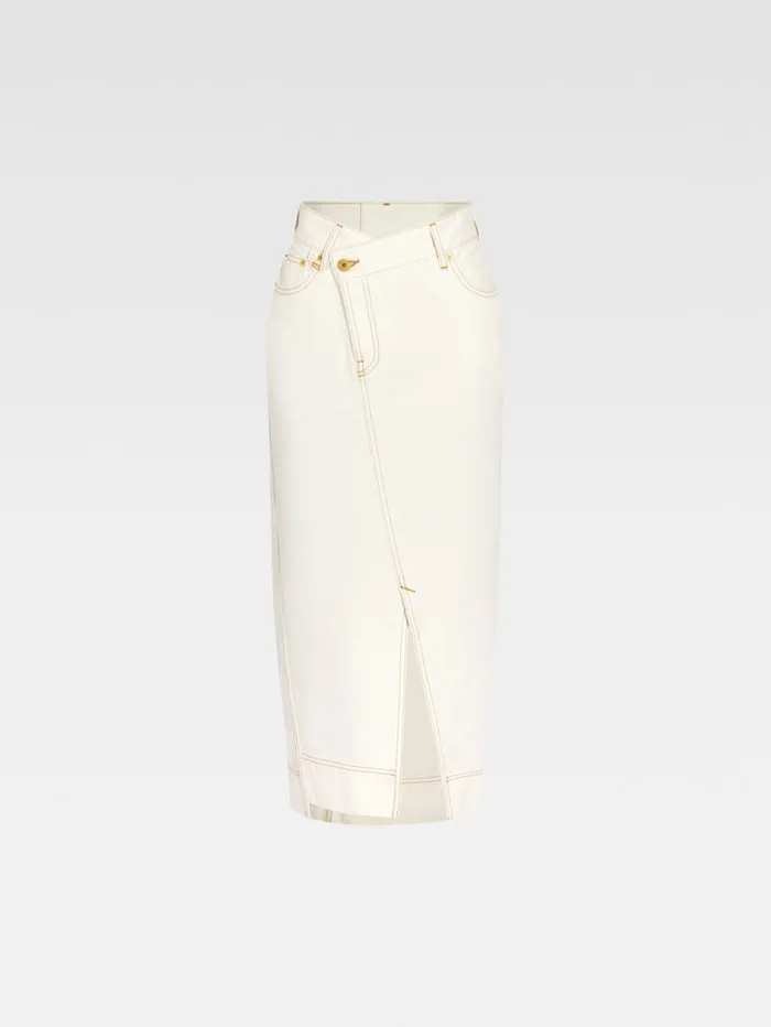 JACQUEMUS The DeNmes Denim Skirt Offwhitetabac Women Dresses and Skirts JACQUEMUS The DeNmes Denim Skirt Offwhitetabac Women Dresses and Skirts