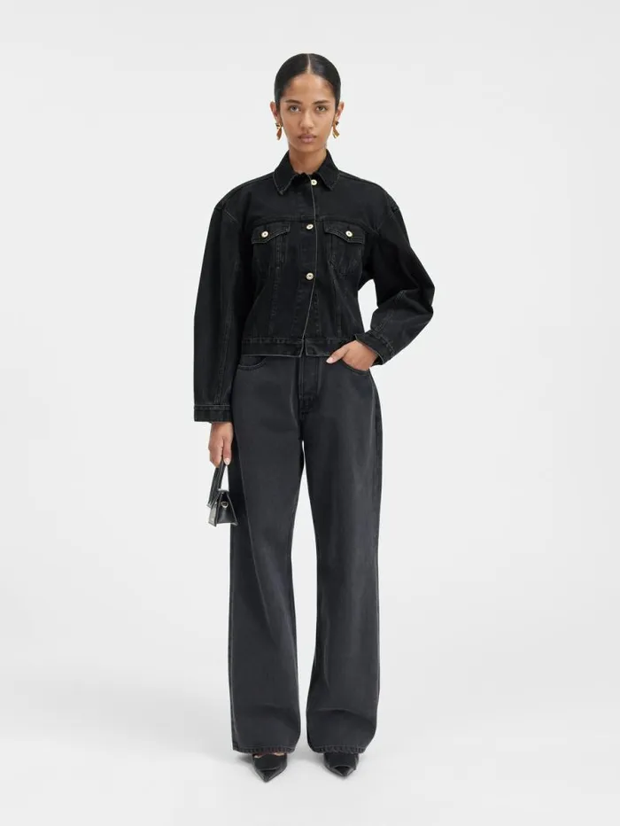 JACQUEMUS The Denim DeNmes Jacket Black Women Coats and Jackets