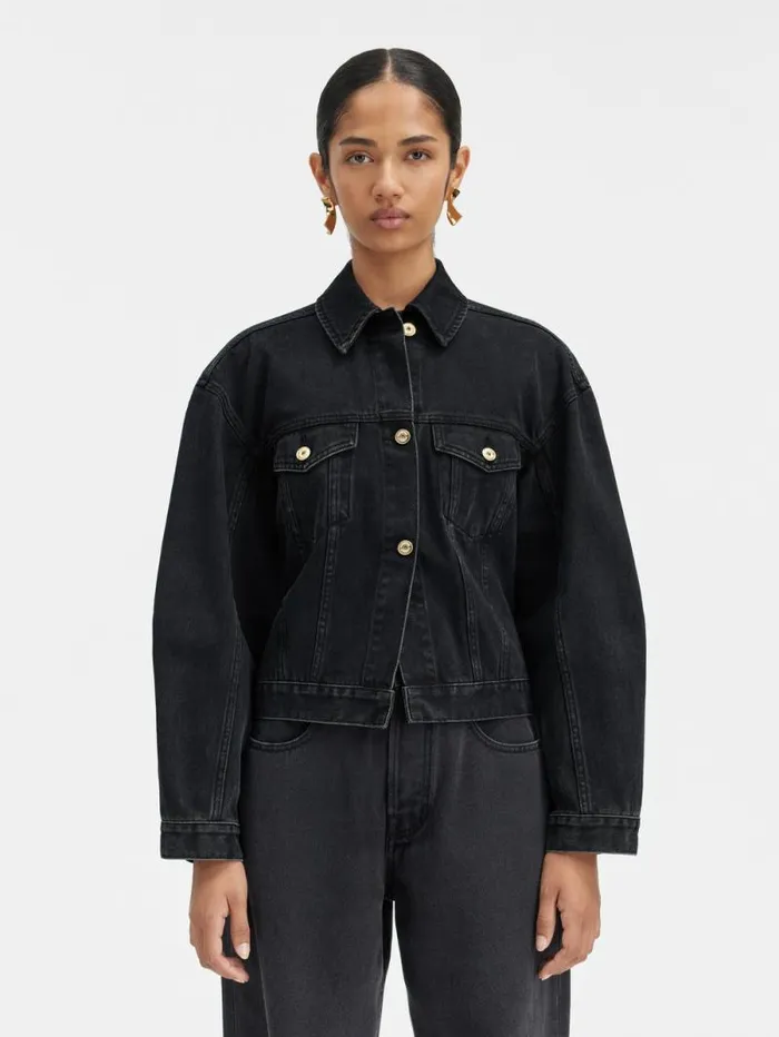 JACQUEMUS The Denim DeNmes Jacket Black Women Coats and Jackets