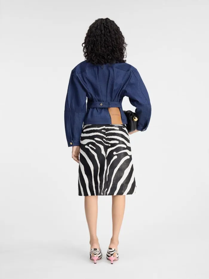 JACQUEMUS The Denim DeNmes Jacket Navy Navy Stripes Women Coats and Jackets