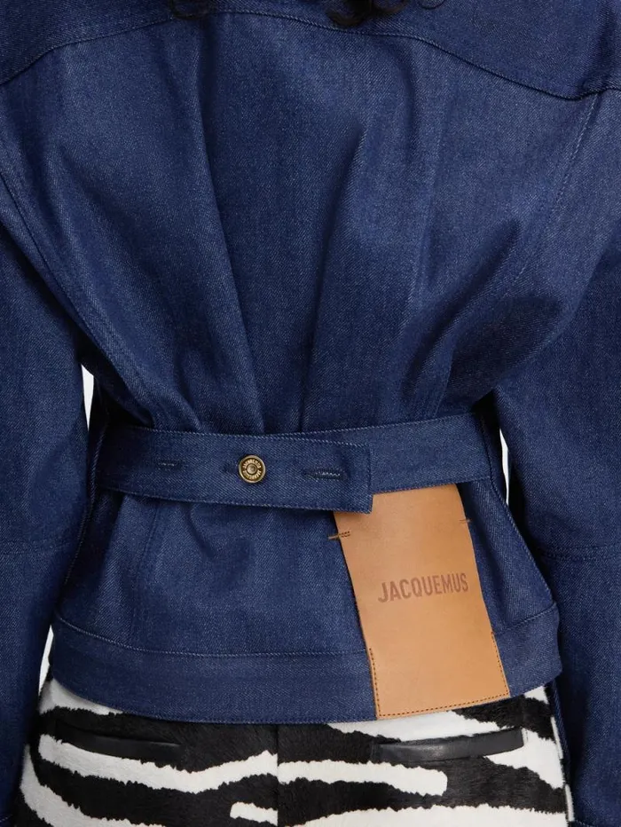 JACQUEMUS The Denim DeNmes Jacket Navy Navy Stripes Women Coats and Jackets