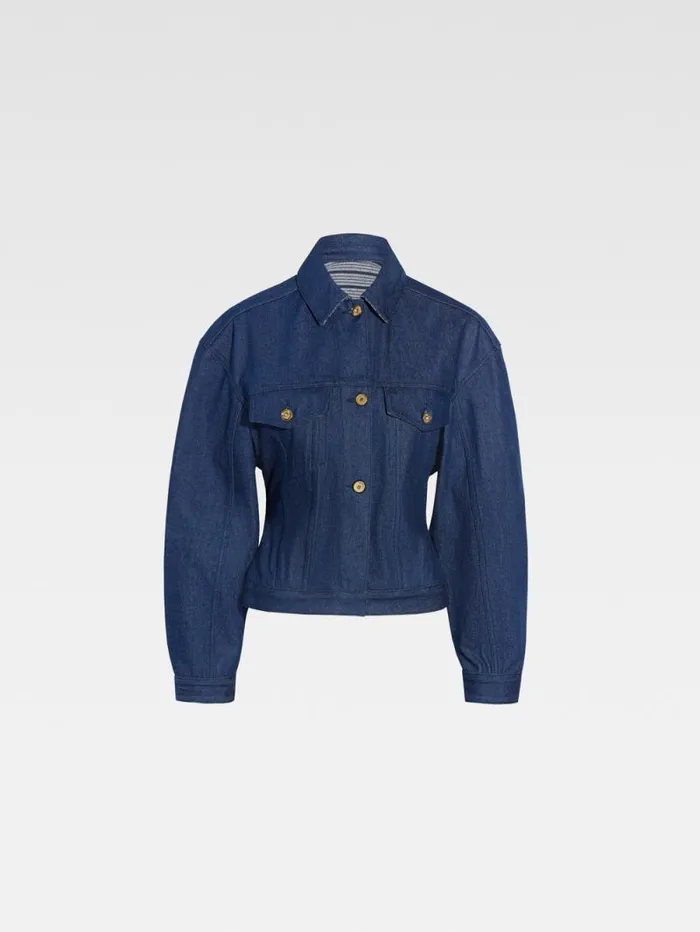 JACQUEMUS The Denim DeNmes Jacket Navy Navy Stripes Women Coats and Jackets