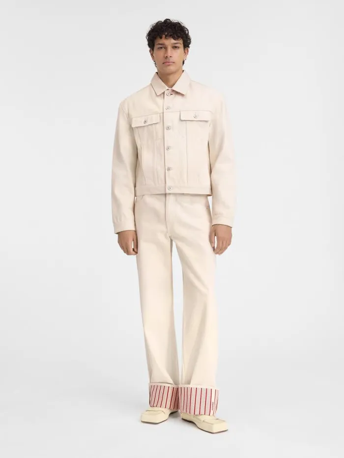 JACQUEMUS The Denim DeNmes Jacket Offwhite Red Stripes Men Denim