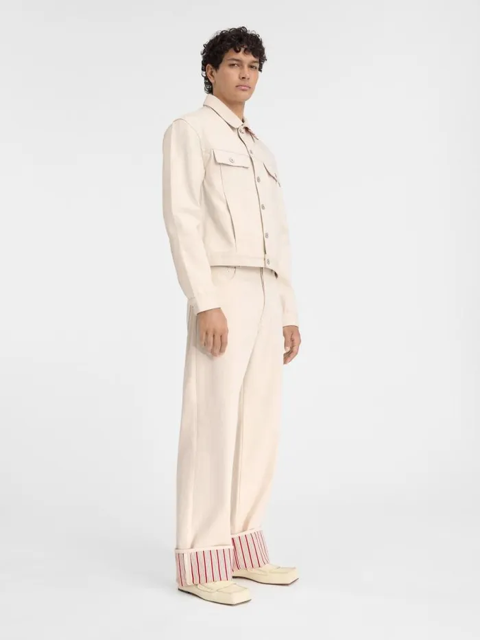 JACQUEMUS The Denim DeNmes Jacket Offwhite Red Stripes Men Denim JACQUEMUS The Denim DeNmes Jacket Offwhite Red Stripes Men Denim