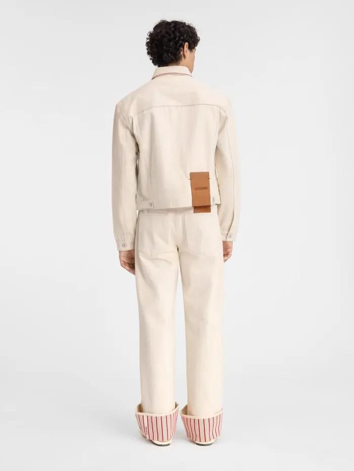 JACQUEMUS The Denim DeNmes Jacket Offwhite Red Stripes Men Denim JACQUEMUS The Denim DeNmes Jacket Offwhite Red Stripes Men Denim