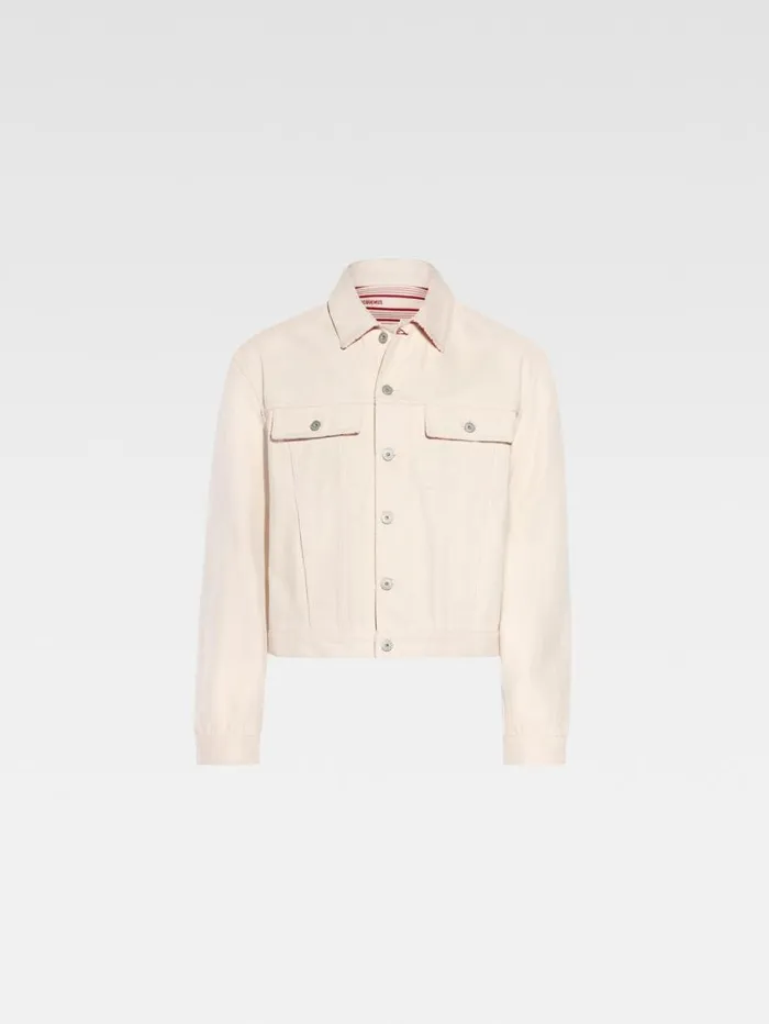 JACQUEMUS The Denim DeNmes Jacket Offwhite Red Stripes Men Denim JACQUEMUS The Denim DeNmes Jacket Offwhite Red Stripes Men Denim