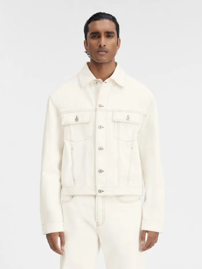 JACQUEMUS The Denim DeNmes Jacket Offwhitetabac Men Denim JACQUEMUS The Denim DeNmes Jacket Offwhitetabac Men Denim