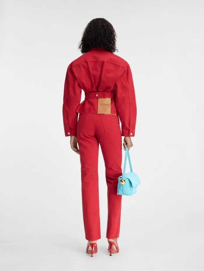 JACQUEMUS The Denim DeNmes Jacket Red Women Coats and Jackets JACQUEMUS The Denim DeNmes Jacket Red Women Coats and Jackets