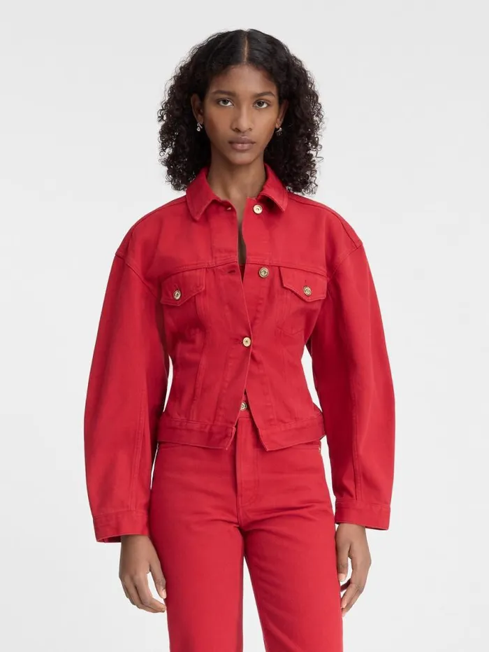 JACQUEMUS The Denim DeNmes Jacket Red Women Coats and Jackets JACQUEMUS The Denim DeNmes Jacket Red Women Coats and Jackets