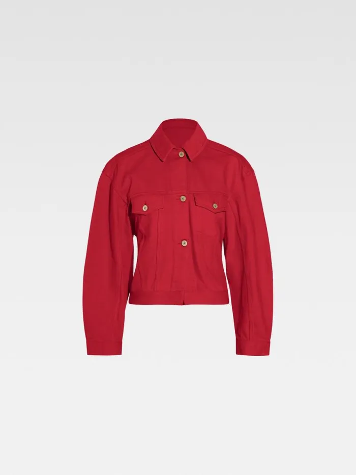 JACQUEMUS The Denim DeNmes Jacket Red Women Coats and Jackets JACQUEMUS The Denim DeNmes Jacket Red Women Coats and Jackets