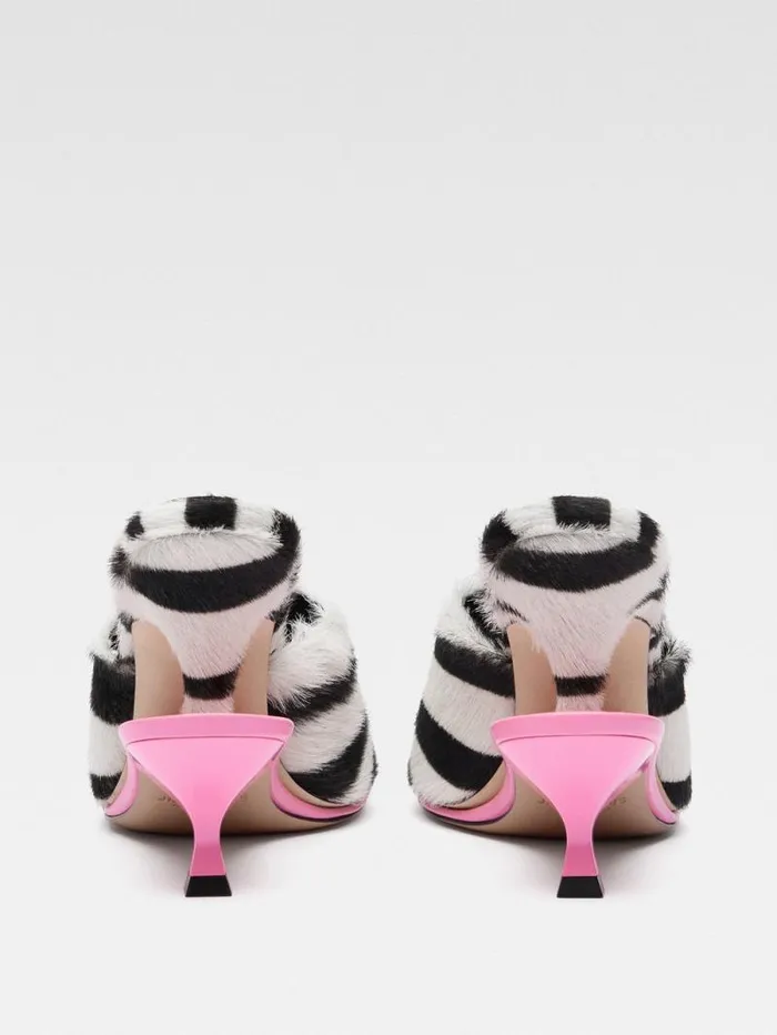 JACQUEMUS The Double Mules Black and White Zebra Women Shoes JACQUEMUS The Double Mules Black and White Zebra Women Shoes