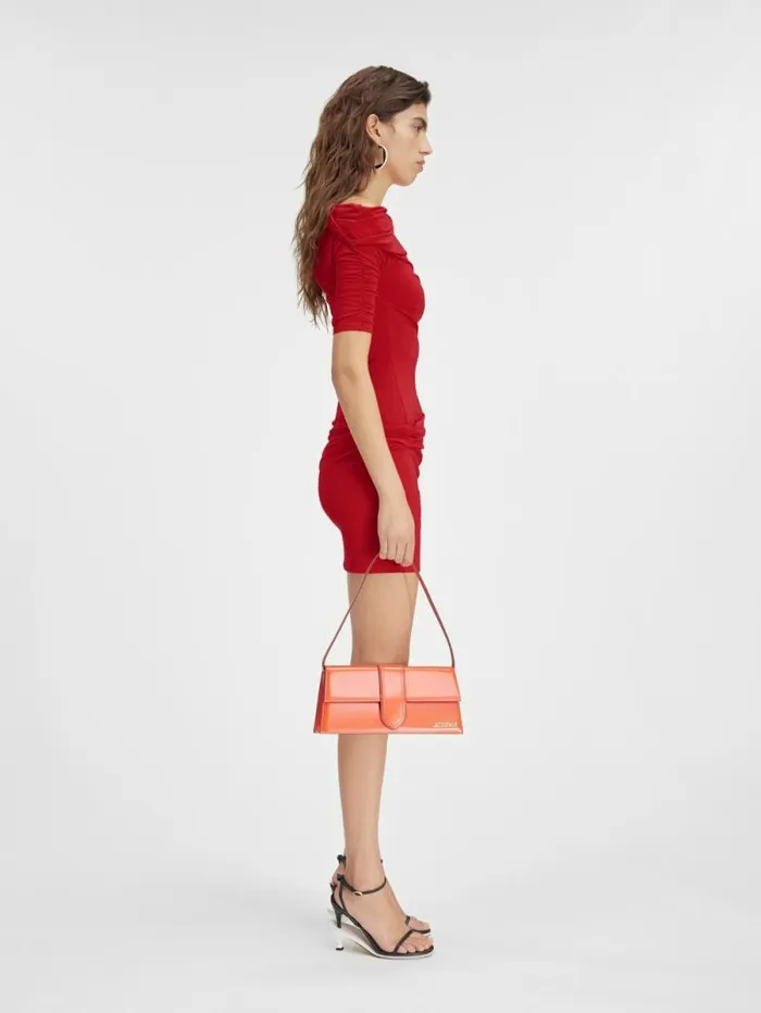 JACQUEMUS The Drapeado Mini Dress Dark Red Women Dresses and Skirts JACQUEMUS The Drapeado Mini Dress Dark Red Women Dresses and Skirts