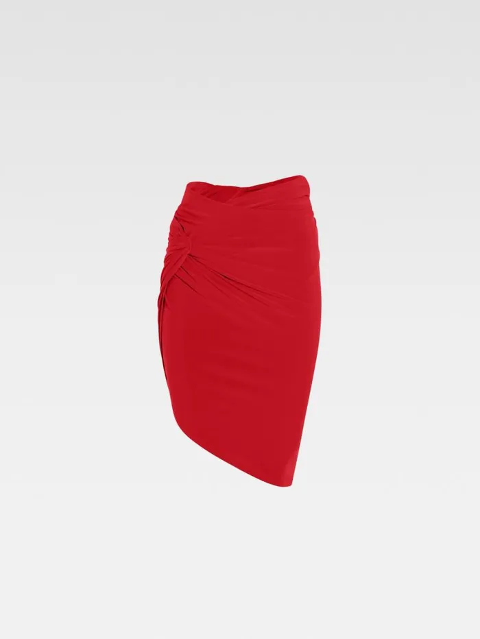 JACQUEMUS The Drapeado Mini Skirt Dark Red Women Dresses and Skirts