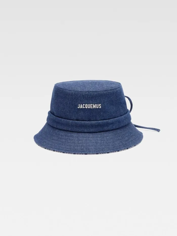 JACQUEMUS The Gadjo Bucket Hat Navy Navy Stripes WomenMen Hats