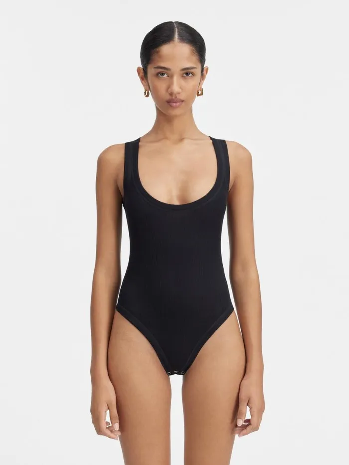 JACQUEMUS The Gros Grain Bodysuit Black Women Tops and Shirts