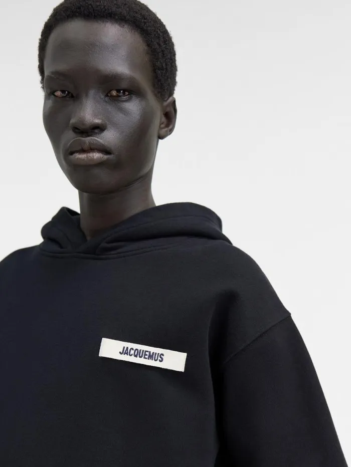 JACQUEMUS The Gros Grain Hoodie Black WomenMen Sweatshirts and Joggings JACQUEMUS The Gros Grain Hoodie Black WomenMen Sweatshirts and Joggings