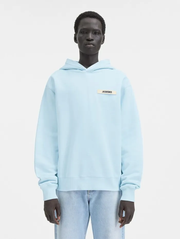 JACQUEMUS The Gros Grain Hoodie Light Blue WomenMen Sweatshirts and Joggings