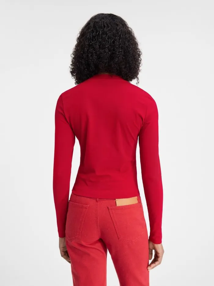 JACQUEMUS The Gros Grain Longsleeve Tshirt Dark Red Women Tshirts JACQUEMUS The Gros Grain Longsleeve Tshirt Dark Red Women Tshirts