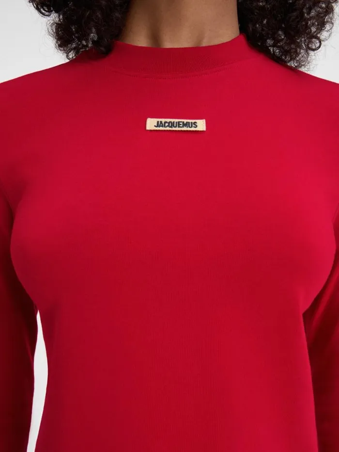 JACQUEMUS The Gros Grain Longsleeve Tshirt Dark Red Women Tshirts JACQUEMUS The Gros Grain Longsleeve Tshirt Dark Red Women Tshirts