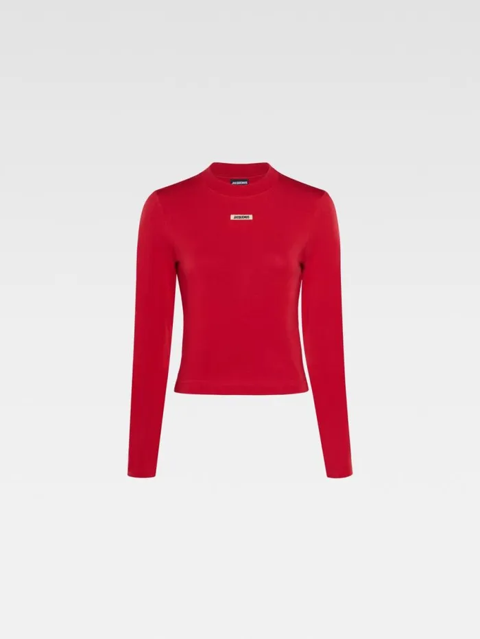JACQUEMUS The Gros Grain Longsleeve Tshirt Dark Red Women Tshirts JACQUEMUS The Gros Grain Longsleeve Tshirt Dark Red Women Tshirts