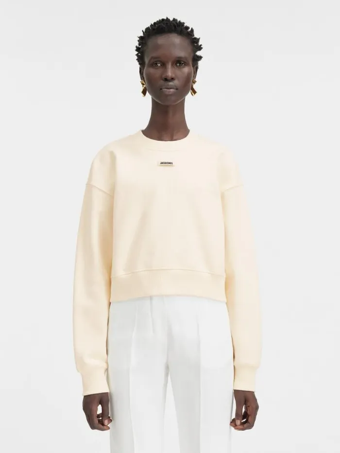 JACQUEMUS The Gros Grain Sweatshirt Light Beige Women Sweatshirts and Joggings JACQUEMUS The Gros Grain Sweatshirt Light Beige Women Sweatshirts and Joggings