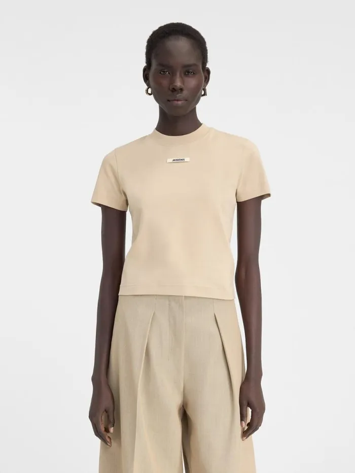 JACQUEMUS The Gros Grain Tshirt Beige Women Tshirts