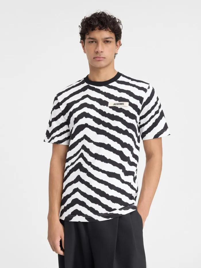 JACQUEMUS The Gros Grain Tshirt Black and White Zebra WomenMen Tshirts
