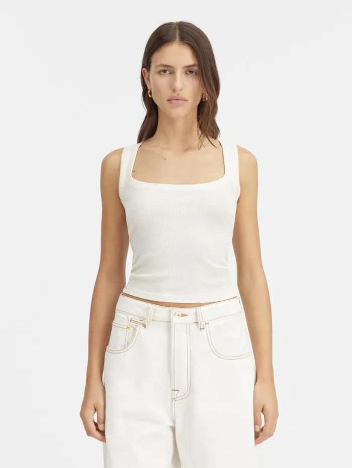 JACQUEMUS The Gros Grain Tank Top White Women Tops and Shirts