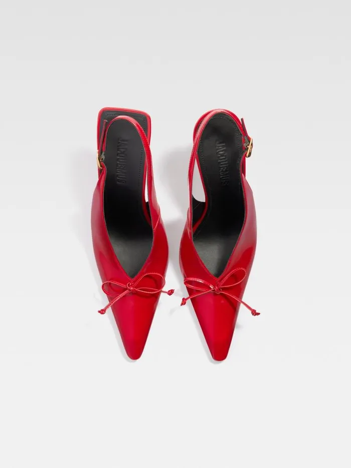 JACQUEMUS The High Cubisto Slingbacks Red Women Shoes