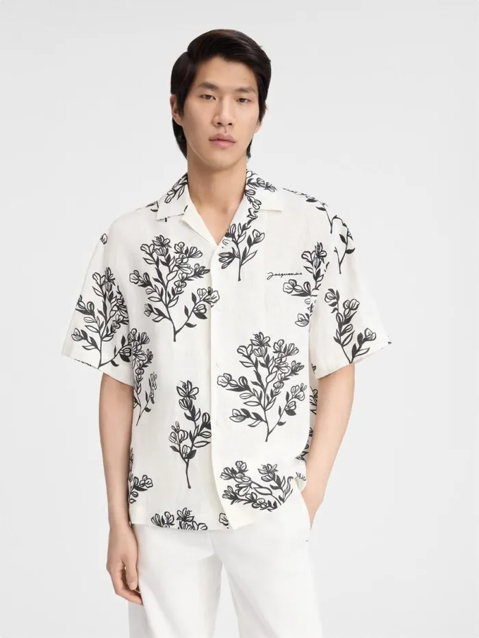 JACQUEMUS The Jean Shirt Print Black Flowers Men Shirts