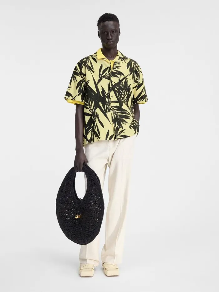 JACQUEMUS The Jean Shirt Print Foliage Black Yellow Men Shirts