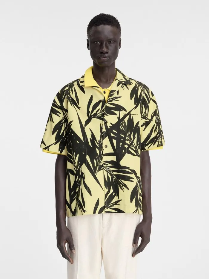 JACQUEMUS The Jean Shirt Print Foliage Black Yellow Men Shirts JACQUEMUS The Jean Shirt Print Foliage Black Yellow Men Shirts