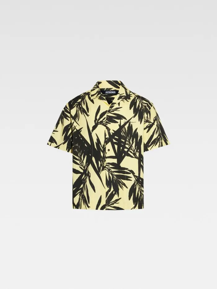 JACQUEMUS The Jean Shirt Print Foliage Black Yellow Men Shirts JACQUEMUS The Jean Shirt Print Foliage Black Yellow Men Shirts