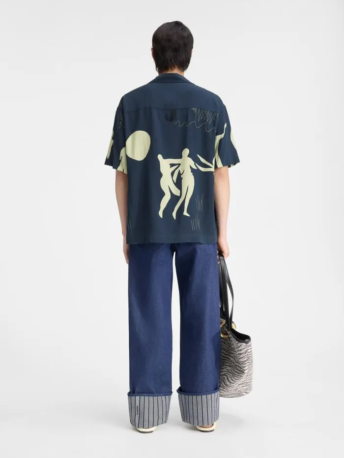 JACQUEMUS The Jean Shirt Print Horse Scene Navy Men Shirts JACQUEMUS The Jean Shirt Print Horse Scene Navy Men Shirts