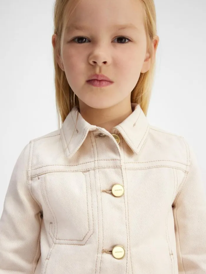 JACQUEMUS The Kids039 DeNmes Denim Jacket Offwhite WomenMen Tops