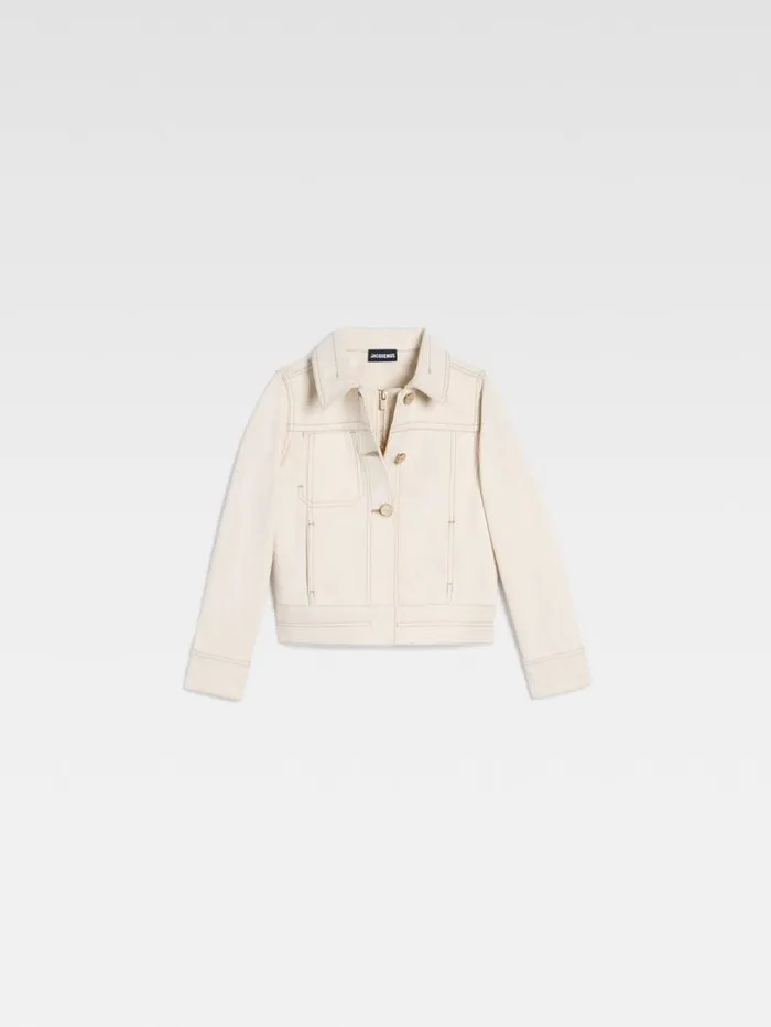 JACQUEMUS The Kids039 DeNmes Denim Jacket Offwhite WomenMen Tops