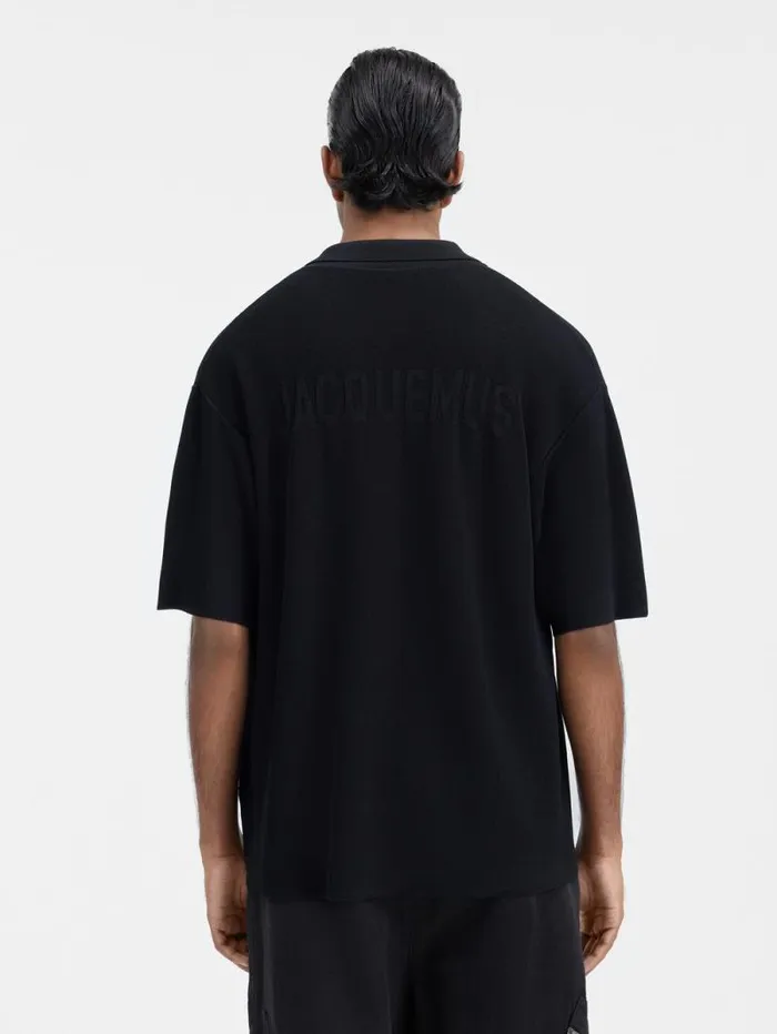 JACQUEMUS The Knit Polo Shirt Black Men Knits JACQUEMUS The Knit Polo Shirt Black Men Knits