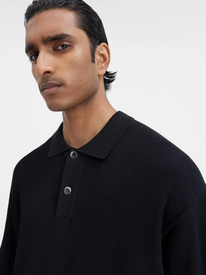 JACQUEMUS The Knit Polo Shirt Black Men Knits JACQUEMUS The Knit Polo Shirt Black Men Knits