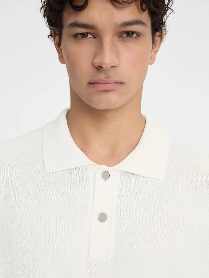 JACQUEMUS The Knit Polo Shirt Offwhite Men Knits JACQUEMUS The Knit Polo Shirt Offwhite Men Knits