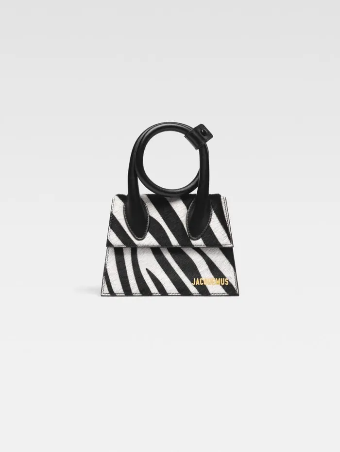 JACQUEMUS The Knot Chiquito Black and White Zebra Women Crossbody and Handbags