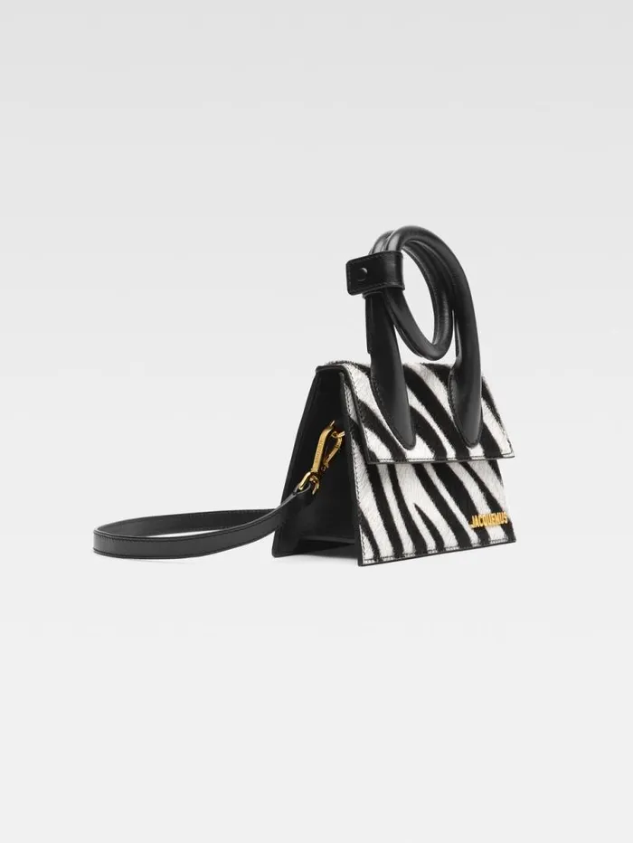 JACQUEMUS The Knot Chiquito Black and White Zebra Women Crossbody and Handbags