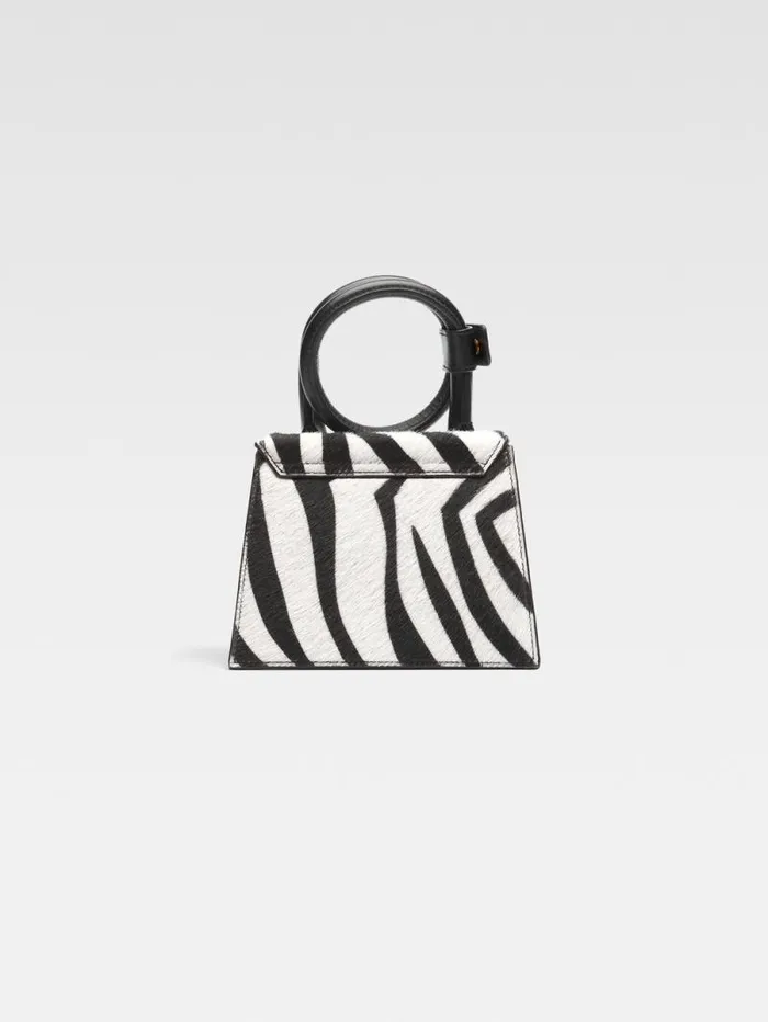 JACQUEMUS The Knot Chiquito Black and White Zebra Women Crossbody and Handbags