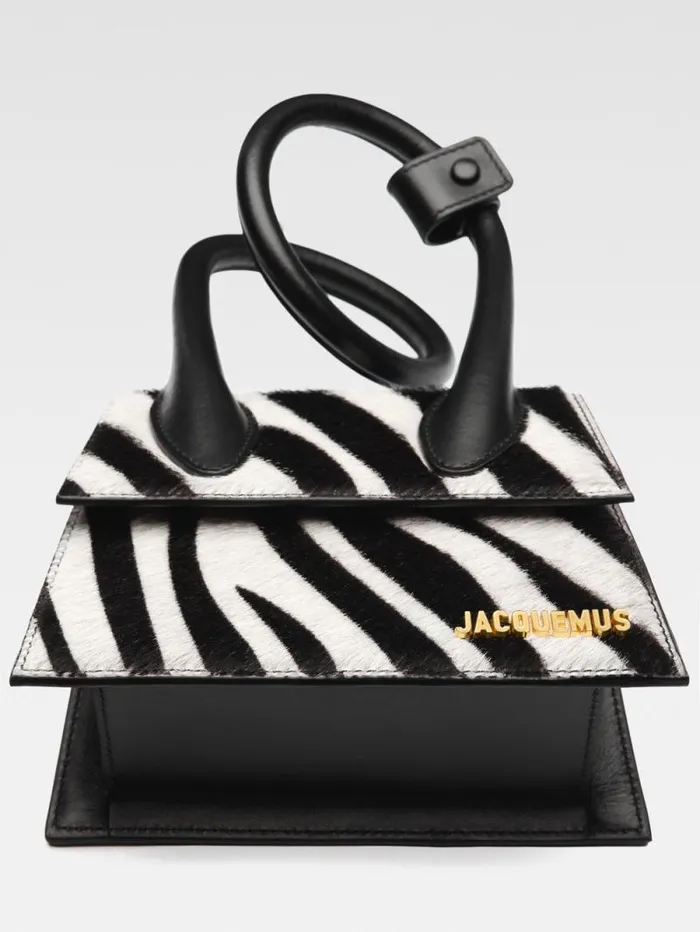 JACQUEMUS The Knot Chiquito Black and White Zebra Women Crossbody and Handbags