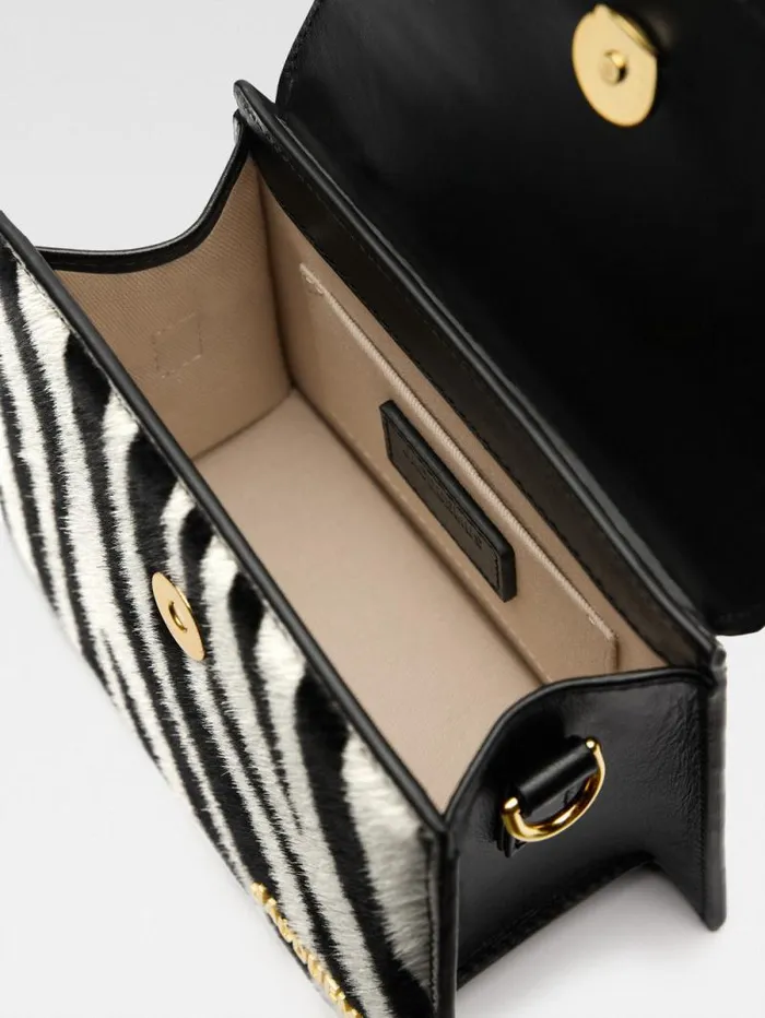JACQUEMUS The Knot Chiquito Black and White Zebra Women Crossbody and Handbags