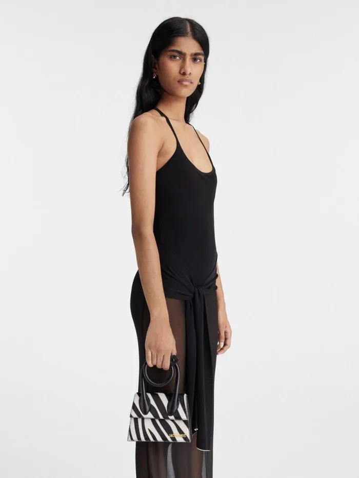 JACQUEMUS The Knot Chiquito Black and White Zebra Women Crossbody and Handbags