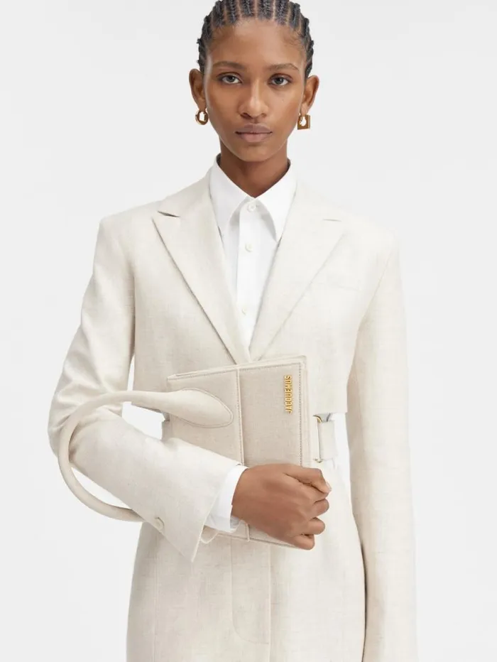 JACQUEMUS The Large Chiquito Light Greige Women Crossbody and Handbags JACQUEMUS The Large Chiquito Light Greige Women Crossbody and Handbags