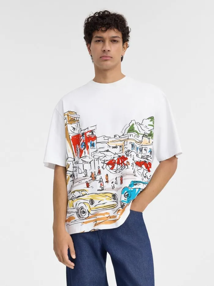 JACQUEMUS The Largo Tshirt Print Capri Cars White Men Tshirts