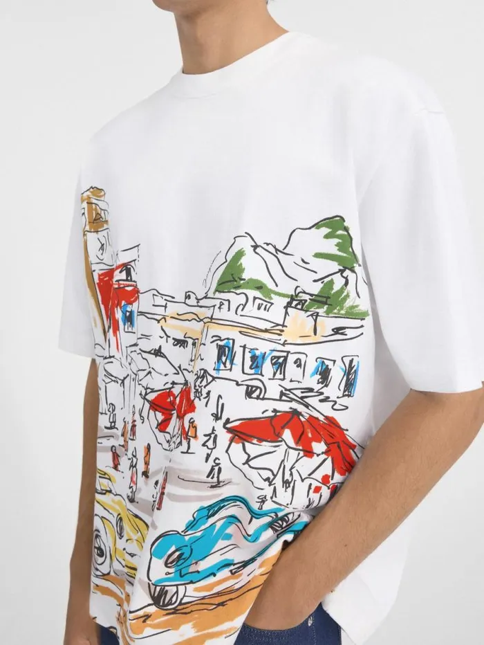 JACQUEMUS The Largo Tshirt Print Capri Cars White Men Tshirts
