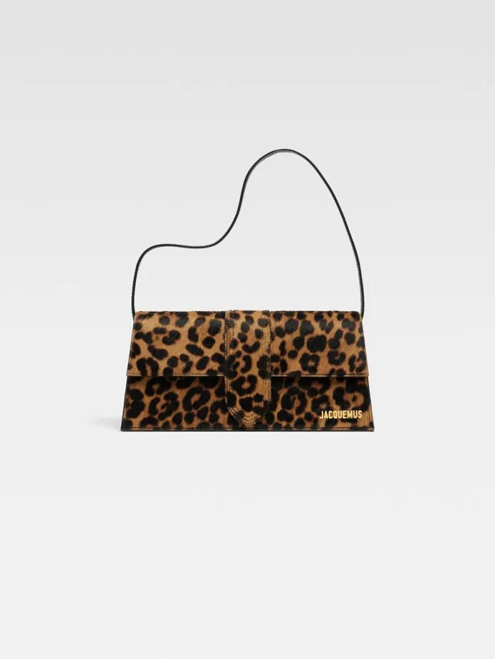 JACQUEMUS The Long Bambino Print Leopard Brown Women Shoulder Bags